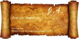 Jurik Ambrus névjegykártya